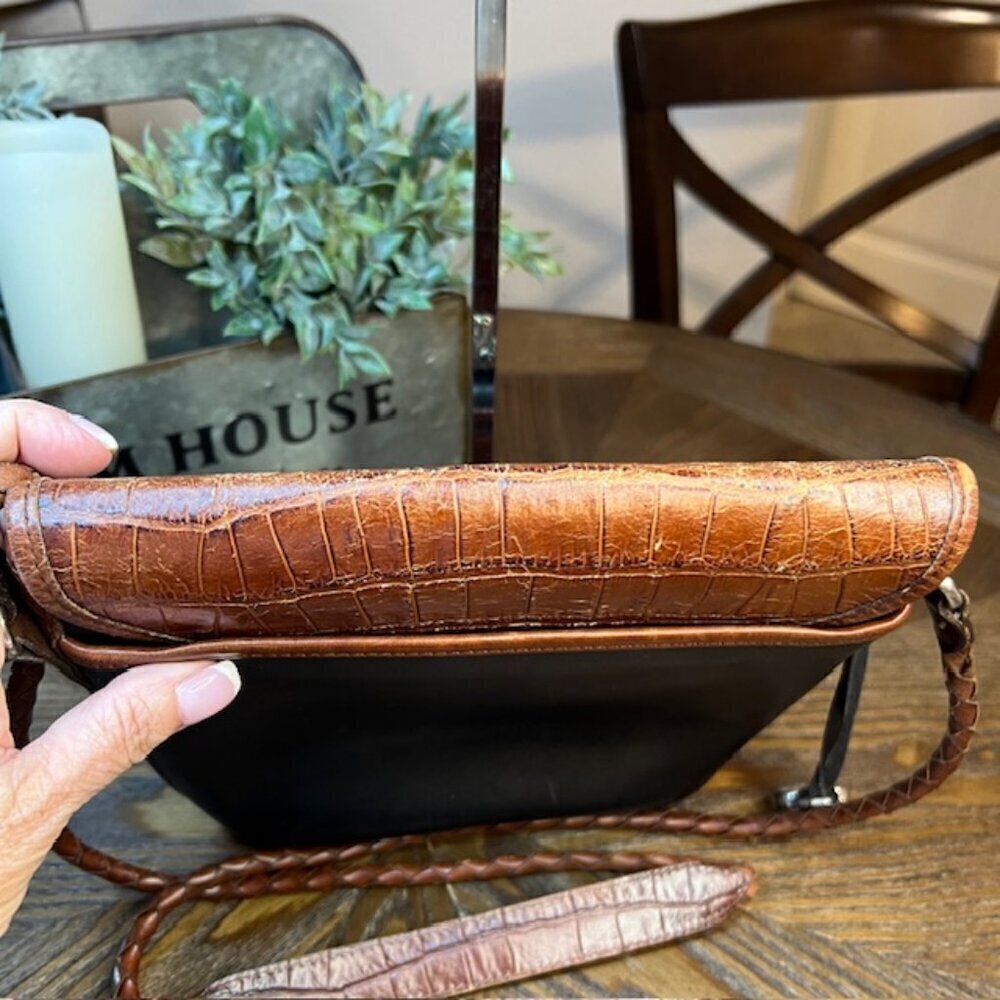 VintageBrighton Black Leather Crocodile Bucket Bag - Picture 4 of 11